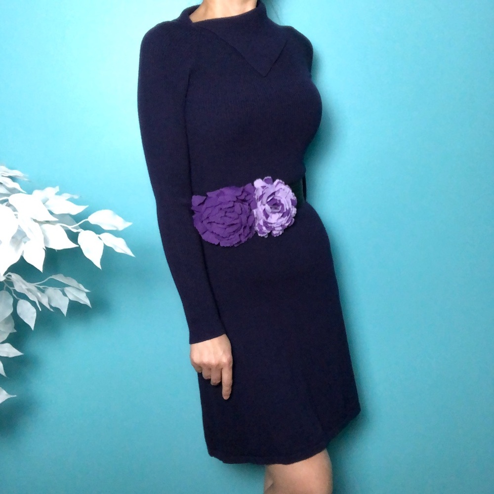 ⭐️NEW⭐️ White House Black Market (WHBM) Long Sleeve Blue/Purple Sweater Dress